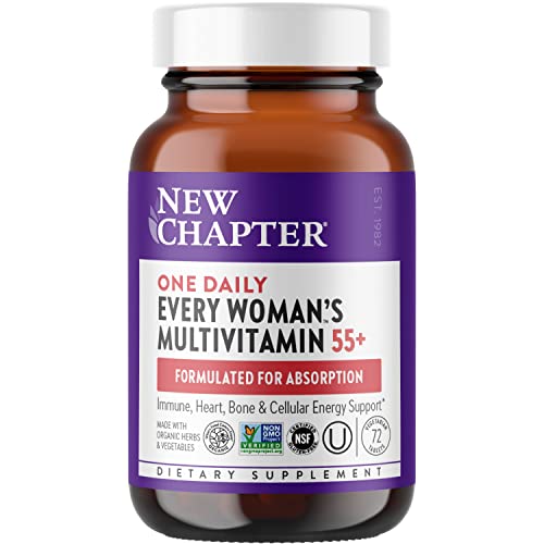 New Chapter Women's Multivitamin 50 Plus for Cellular Energy, Heart & Immune Support with 20+ Nutrients + Astaxanthin - Every Woman's One Daily 55+, Gentle on The Stomach, 72 Count