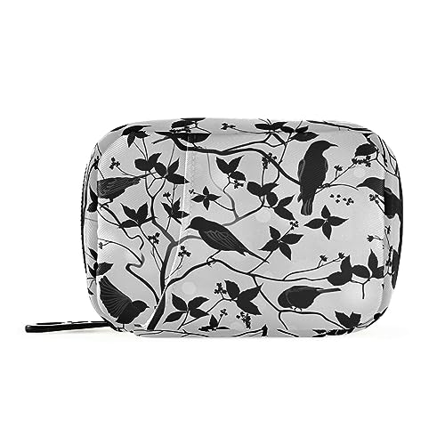 Naanle Halloween Crow Pill Box 7 Day Pill Case Bag Travel Pill Organizer Bag with Zipper Portable Weekly Case Compact Size Pill Bag for Vitamin Supplement Holder