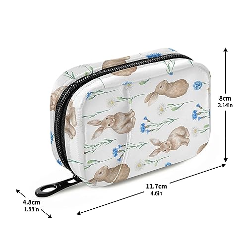 Rabbits Travel Pill Organizer Case Small Pill Box for Purse Portable Medicine Organizer Box for Vitamins Medication Fish Oil Supplements