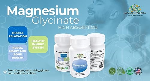 Magnesium Glycinate - High Absorption, 220mg, Dietary Supplement for Muscle, Heart, Nerve, and Bone Support, 90 Vegan Capsules, 45 Day Supply, Made in USA