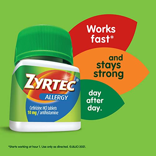 Zyrtec 24 Hour Allergy Relief Tablets, Antihistamine Allery Medicine with 10 mg Cetirizine HCI, Bundle with 1 x 30 ct and 1 x 3 ct Travel Pack