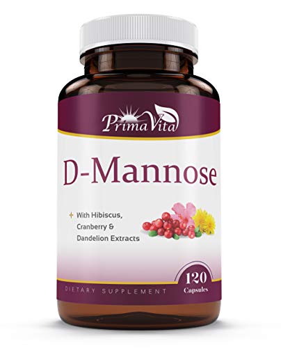 PrimaVita D-Mannose Supplement 800mg, D-Mannose Capsule with Cranberry, Dandelion Extract and Vitamin C, Support Overall Immunity, 120 Vegan Capsule