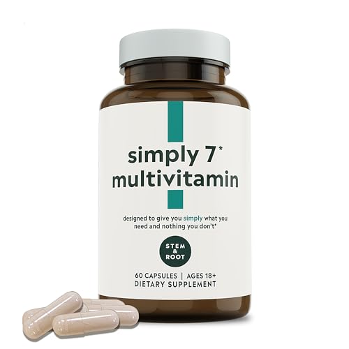 Stem & Root Simply 7 Multivitamin | Vitamin C, Vitamin D, Vitamin A & E, Calcium & Magnesium | Addresses 7 Essential Vitamin & Mineral Deficiencies | 60 Capsules (1 Month Supply)