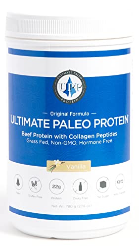 Ultimate Paleo Protein Powder | Premium Grass Fed Beef Protein with Collagen Peptides | Paleo Friendly, Gluten Free, Keto Friendly, No Artificial Sweeteners or Preservatives - Vanilla, 30 Servings