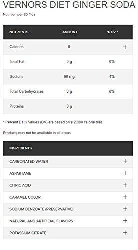 diet Vernors zero calorie ginger soda (ale), Detroit original, 6 1/2-liter