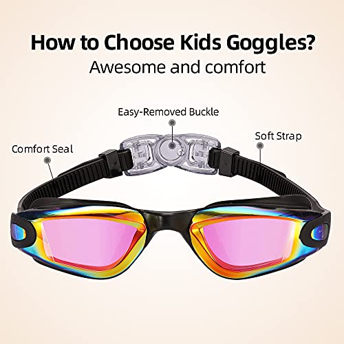 Aegend Kids Swim Goggles, Pack of 2 Swimming Goggles for Children Boys & Girls Age 3-14