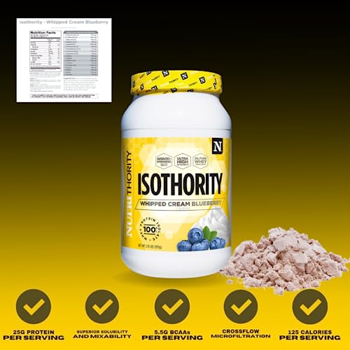 Isothority Whey Protein Isolate, Chocolate Peanut Butter, 2 lb - Ultra Absorbable Branched Chain Amino Acids (BCAA) Powder with 25g Per Serving, Low Carb - Build Muscle & Accelerate Recovery