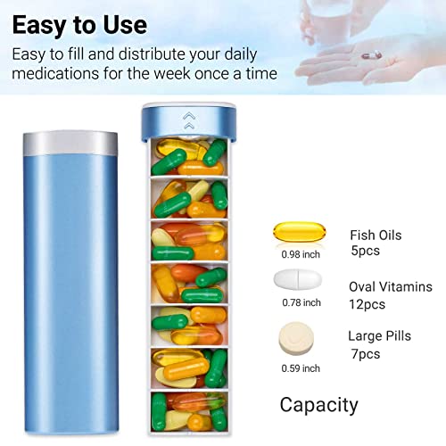 Pill Organizer 7 Day, Betife Daily Pill Box, Weekly Travel Pill Case, Cute Pill Holder to Hold Vitamins, Medicines, Pills, Supplements (Blue)