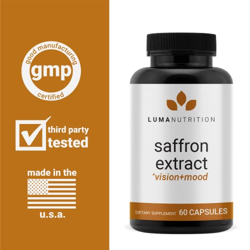 Luma Nutrition Saffron Extract Capsules - Premium Saffron Supplements - 88.50 mg Pure Saffron Pills - Mood Support - Eye Support - Made in The USA - 60 Capsules