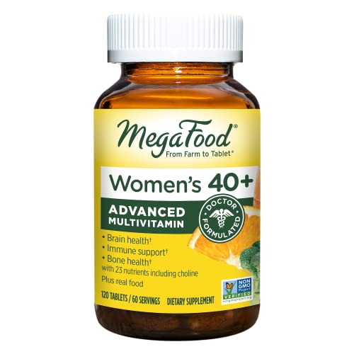 MegaFood Women's 40+ Advanced Multivitamin for Women - Dr Formulated - Vitamin B, Vitamin D3, Vitamin K2 & Choline - Energy Metabolism, Brain Health & Bone Health - Vegetarian - 120 Tabs (60 servings)