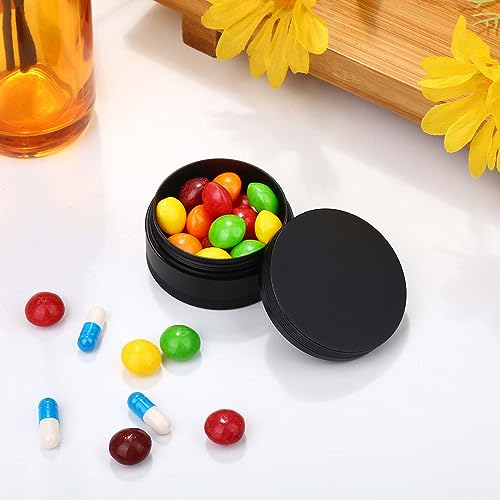 Portable Pill Case Pill Box Daily - Waterproof Single Metal Pill Organizer for Pocket Purse, Aluminium Alloy Round Daily Medicine Container to Hold Vitamins, Fish Oil Medium Size