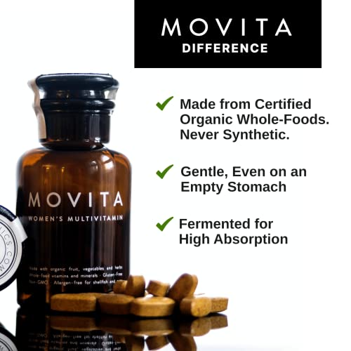 Movita Women's Daily Multivitamin - Fermented Whole Foods, Vitamins, and Minerals - Organic, Vegan-Friendly, Gluten-Free, & Non-GMO - 30 Day Supply (Refill Pouch)