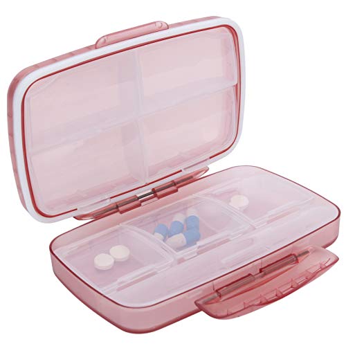 Pill Organizer, 8 Compartments Weekly Travel Portable Pill Box Small Detachable Compact Pill Container Pill Case for Pocket Purse Daily Medicine Vitamin Holder (Pink)