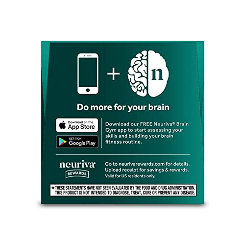 NEURIVA ULTRA Decaffeinated Clinically Tested Nootropic Brain Supplement For Mental Alertness, Memory, Focus & Concentration, Cognivive, Neurofactor, Phosphatidylserine, Vitamins B6 B12, 60ct Capsules