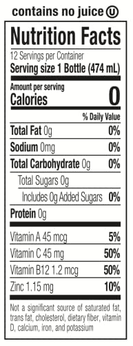 Hint+ Vitamin Clementine, 16 Fl Oz (Pack of 12), Water Infused with Clementine Plus a Vitamin Boost, 50% Daily Value Vitamin C, Vitamin A, B12, Zinc, Zero Sugar, Zero Calories, Zero Diet Sweeteners