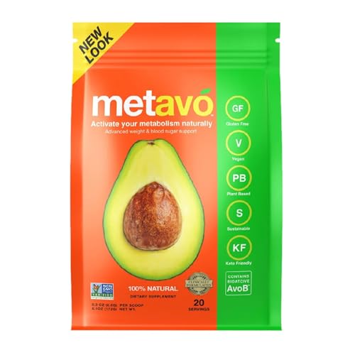 Metavo Metabolism Smoothie Mix - Energy Support Supplement - Curb Sugar Cravings - Made with Avocado Based AvoB & Chromium - Great Tasting Avocado Flavor - 20 Servings - 1 Count