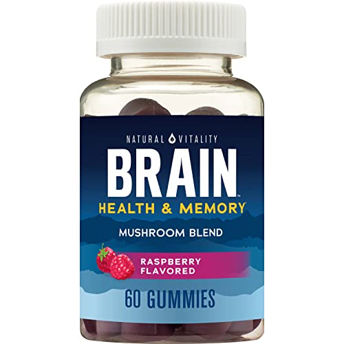 Natural Vitality Brain Health & Memory Gummies; Provides Daily Brain Health Support; Functional Mushroom Extract Blend; Vegan, Gluten Free; Delicious, Raspberry Flavored; 60 Gummies*