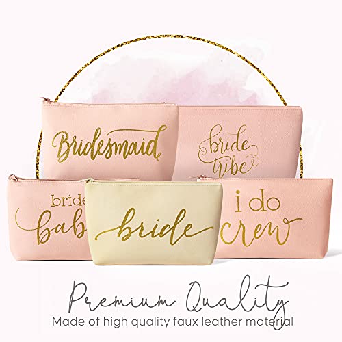 11 Piece Set of Blush Pink Faux Leather Bride and Bridal Party Leather