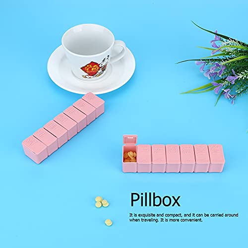 2Pcs Weekly Pill Organizer Daily Vitamin Case 5.3×1.2×1in Medicine Box Daily Medicine Organizer Pillbox Organizer Dispenser Case for Medicine Supplements Fish Oil(Pink)