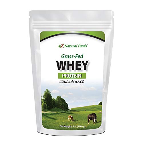 Z Natural Foods Whey Protein Powder Concentrate, Unflavoured and Undenatured Protein Powder Enriched with Vital Proteins, 100% Pure, Gluten-Free, Non-GMO, Kosher, 5 lb.