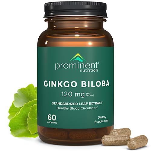 Prominent Nutrition Ginkgo Biloba 120mg - Herbal Supplements for Focus - Ginkgo Biloba Leaf Extract, Memory Aid Supplements - Vegan, Non-GMO, Gluten-Free, Soy-Free, 60 Vegetarian Capsules