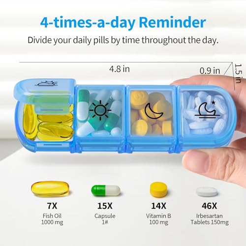 Weekly Pill Organizer 7 Day 4 Times a Day, ZIKEE Large Daily Travel Pill Box Case for Pills, Vitamins, Fish Oils, Supplements (Black)