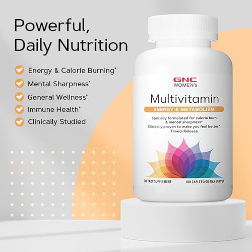 GNC Women's Multivitamin - Energy & Metabolism | Supports Increased Energy, Performance, Metabolism & Cardiovascular Health | Daily Vitamin Supplement |180 Caplets