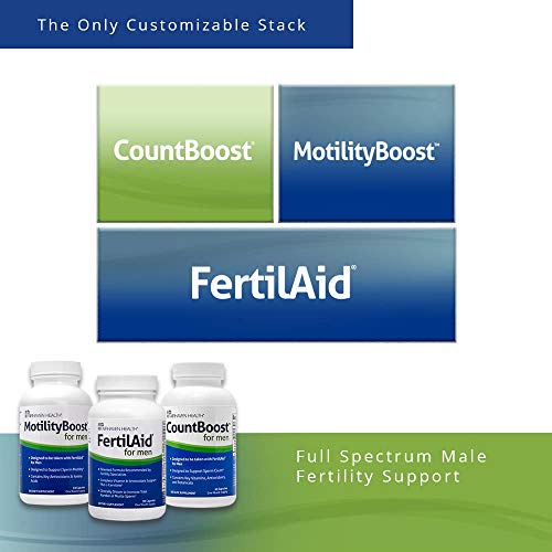 FertilAid for Men and MotilityBoost Combo, Prenatal Vitamins and Male Fertility Supplement to Support Count and Motility with L-Carnitine, CoQ10, Zinc and More, 150 Capsules, 1 Month Supply