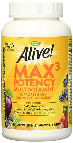 Nature's Way Alive! Max3 Potency Multivitamin, Antioxidants & High Potency B-Vitamins to Support Cellular Energy Metabolism*, 180 Tablets