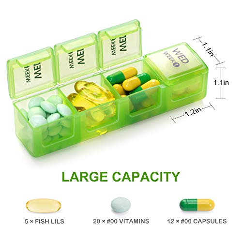 Sukuos Monthly Pill Organizer 28 Day Case, Moisture-Resistant Large 4 Week Month Pill Cases w/Dust-Proof Box for Pills/Vitamin/Fish Oil/Supplements, BPA Free Pill Case w/Clear Lid, Easy to Clean