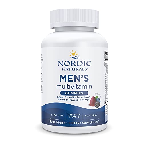 Nordic Naturals Men's Multivitamin Gummies, Mixed Berry - 60 Gummies - Support for Healthy Bones, Blood Vessels, Energy & Immunity - Non-GMO, Vegetarian - 30 Servings