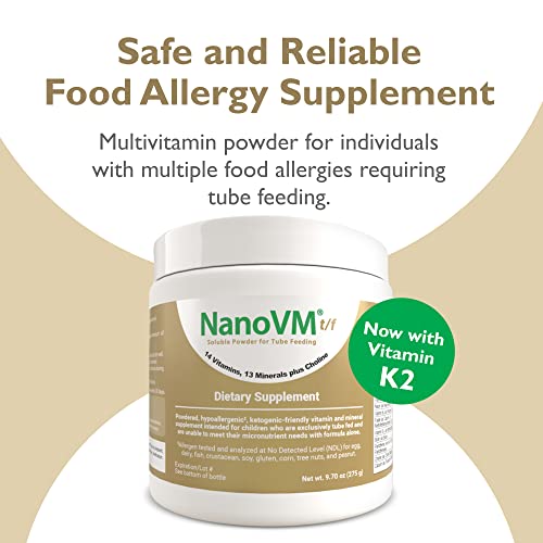 NanoVM t/f, Dietary Supplement for Tube Feedings, Allergen-Free Multivitamin for Kids, Flavorless Dietary Supplement with 14 Vitamins & 13 Minerals, Low-Carb Kids Vitamins, 275g - Solace Nutrition