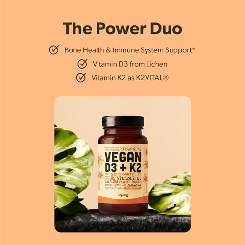 Vegan Vitamin D3 + K2 Supplement with MCT Oil from Coconut - 4000 IU Vitamin D and 100mcg Vitamin K2 as Mk7 - Calcium Absorption, Bone Strength, and Immune Health Support* - 60 Softgels