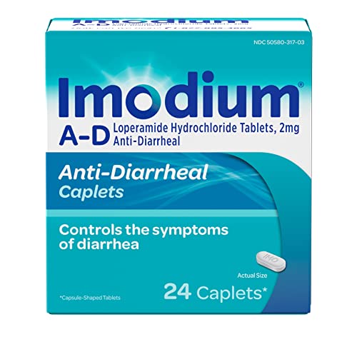 Imodium A-D Diarrhea Relief Caplets with Loperamide Hydrochloride, Anti-Diarrheal Medicine to Help Control Symptoms of Diarrhea Due to Acute, Active & Traveler's Diarrhea, 24 ct.