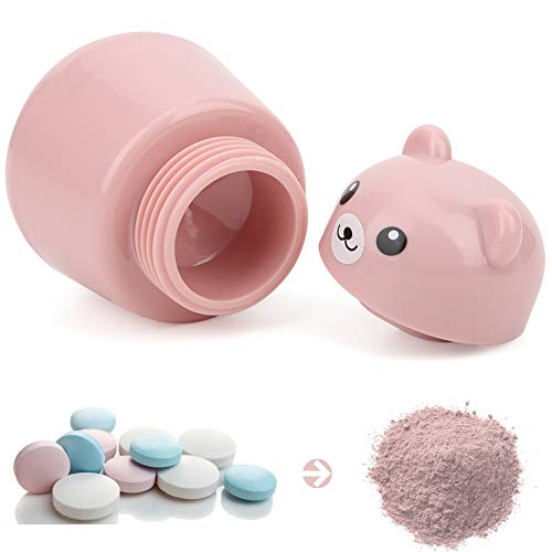 MOUMOUTEN Pill Crusher, Portable Cute Bear Shape Medicine Tablet Crusher Grinding, Pills Grinder, Pets Pill Pulverizer, for Vitamins Large Pills Small Pills Tablets(Pink)