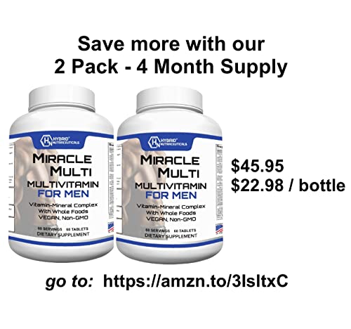 MiracleMulti One a Day Men's Multivitamin-Multimineral Supplement with Probiotics, Superfood Enzymes - Support Heart, Stamina, Energy, Non-GMO (60 Day Supply)