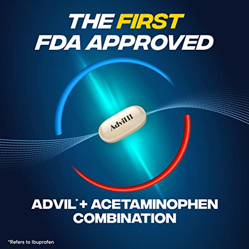 Advil Dual Action Coated Caplets with Acetaminophen, 250 Mg Ibuprofen and 500 Mg Acetaminophen Per Dose (2 Dose Equivalent) for 8 Hour Pain Relief - 216 Count