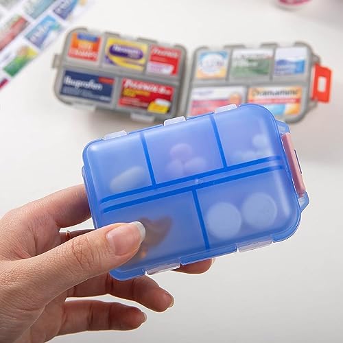 Pocket Pharmacy Travel Pill Case with Optional Medicine Stickers Labels Pill Box Pill Organizer with Pharmacy Stickers Pill Container with Pill Stickers Medication Labels(Pink)