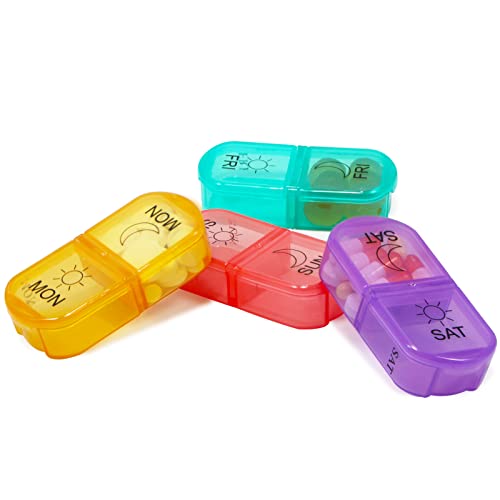 Weekly Pill Organizer 2 Times a Day Morning Night Travel Pill Case Organizer 7 Day AM PM Pill Box Organizer Day Night Vitamin Organizer Pill Contanier 2 Week Pill Holder Sorter Medicine Supplement