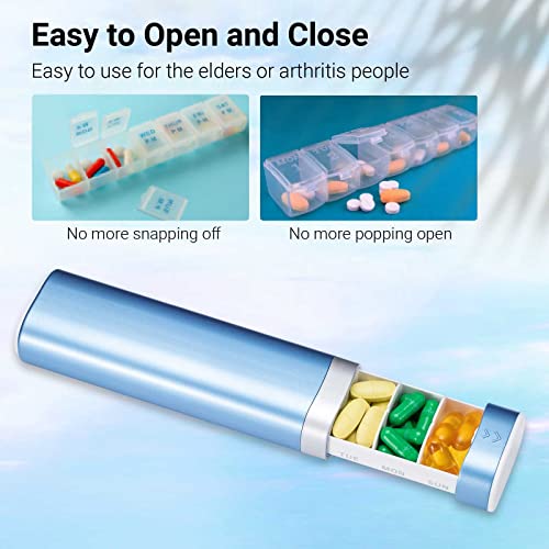 Pill Organizer 7 Day, Betife Daily Pill Box, Weekly Travel Pill Case, Cute Pill Holder to Hold Vitamins, Medicines, Pills, Supplements (Blue)