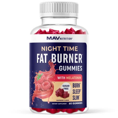 Sugar-Free Night Time Fat Burner Gummies | Sleep & Weight Loss Support | Hunger Suppressant & Metabolism Booster | Shred Belly Fat While You Sleep | Nighttime Diet Supplement for Women & Men | 60 Ct.