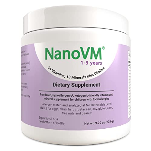 NanoVM 1-3 Years, Allergen-Free Multivitamin for Kids, Flavorless Dietary Supplement, Powdered Supplement with 14 Vitamins & 13 Minerals, Low-Carbohydrate Toddler Vitamins, 275g - Solace Nutrition