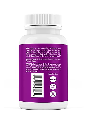 Safrel Folic Acid 400 mcg - Vitamin B9-400 Tablets, Essential Prenatal and Postnatal Vitamin for Fetal Development, Red Blood Cell Production, Cell and Neural Development | Non-GMO, Vegan