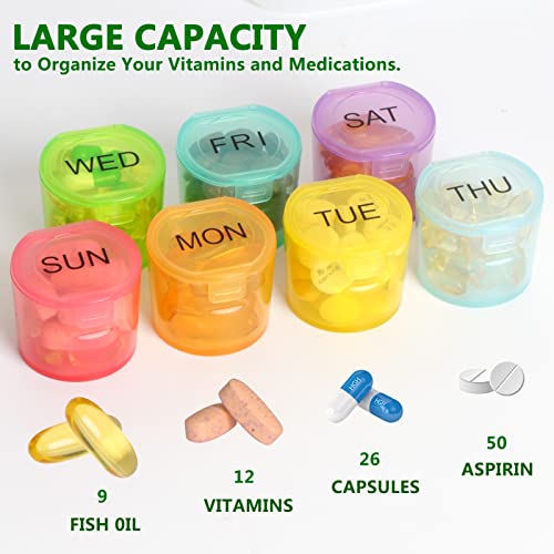 NatureTouch Weekly Pill Organizer, BPA Free Medicine Organizer Rainbow 7 Day Pill Box, Daily Portable Pill Conatainer for Pills/Vitamin/Fish Oil/Supplements [Lastest Version],Black