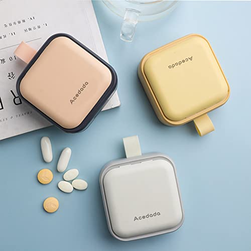 Small Pill Case, Cute Pill Box - Acedada Travel Daily Pill Organizer, Portable Pretty Pill Container for Purse Pocket, Compact Medicine Holder for Vitamins, Fish Oils, Supplements, White