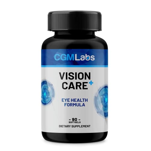 Vison Care Plus - Complete Dietary Supplement for Your Vision- Lutein 20mg, Zeaxanthin, Vitamin A, Bilberry Extract - 90 Softgels by CGM Labs