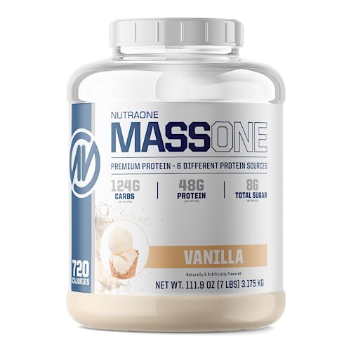 Massone Mass Gainer Protein Powder by NutraOne – Gain Mass Protein Meal Replacement (Vanilla - 7 lbs.)