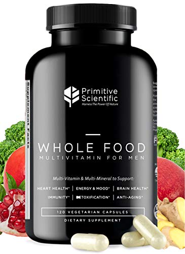 Primitive Scientific Whole Food Multivitamin for Men (120 Vegetarian Capsules) for Strength, Energy, Immune Support, Anti-Aging and More | Natural & Sugar-Free Multivitamin for Men