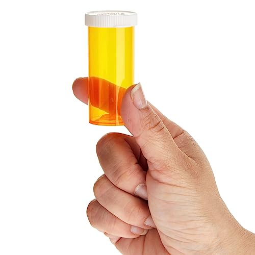 50 Pack Empty Pill Bottles with Caps for Prescription Medication, 8-Dram Plastic Medicine Containers (Orange)