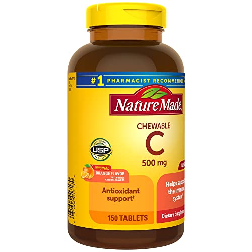 Nature Made Chewable Vitamin C 500 mg, Dietary Supplement for Immune Support, 150 Tablets, 150 Day Supply